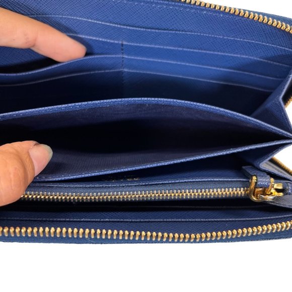 Authentic Prada Wallet Long Zippy Blue Leather Vintage - Picture 7 of 9